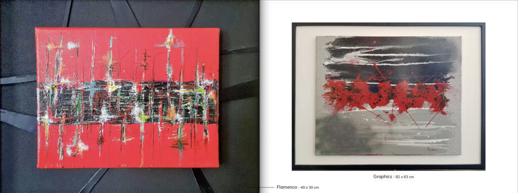 Mise en page oeuvres d'art dans un Portfolio d'artiste - Rouge & noir