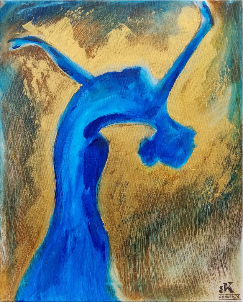 Artiste peintre - Peinture - Danseuse bleu et or - atelier anouchk à Bordeaux