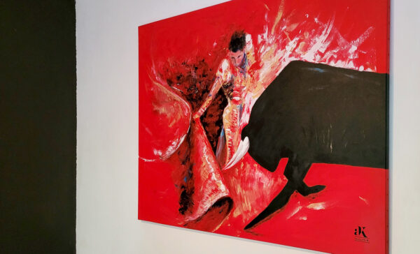 Artiste peintre - Tableau Corrida - Peinture rouge et noir - anouchk Bordeaux